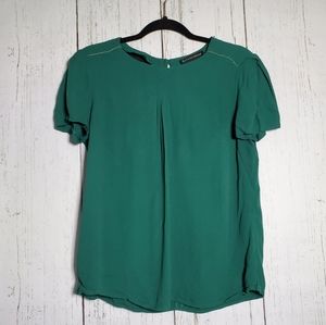 Zara Green Pleated Silver accent Top Keyhole Back